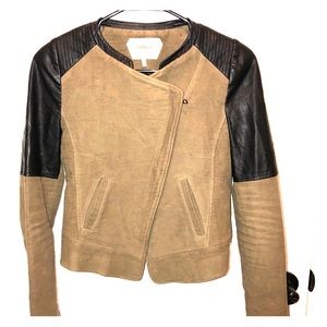 Zara faux suede faux leather biker jacket